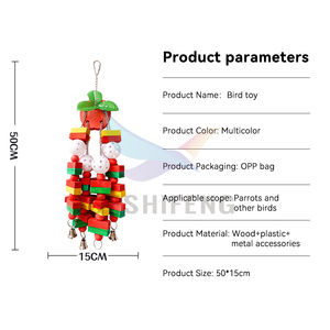 Renkli ahşap kuş papağan oyuncaklar çiğneme oyuncağı kuş kafesi aksesuarları asılı kuş oyuncak - Product Image 3