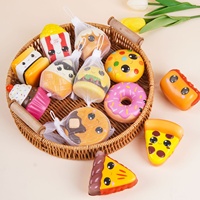 Jouet en peluche souple pour jeunes en PU, à rebond lent, motif pizza et beignet de dessin animé, accessoire mignon anti-stress pour filles et garçons
