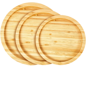 Juego de bandejas redondas de bambú de 3 uds., bambú para platos de comida, tabla para servir queso, aperitivo, Char - Product Image 1