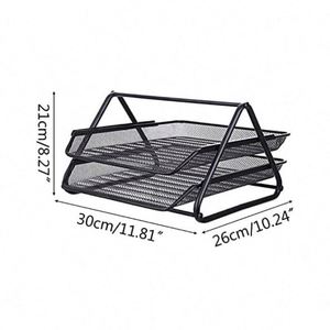 Best Quality Home Office Desktop <b>File</b> Tray Detachable 2 Tiers Metal Mesh Stackable Desk <b>File</b> <b>Document</b> Organizer - Product Image 3