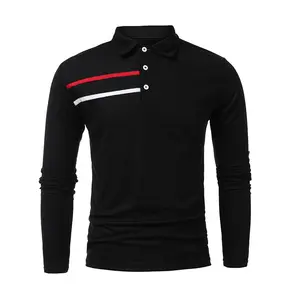 New Herren Web Dekoriert Revers Langarm POLO Shirt Große Größe Modische Casual Sports Top