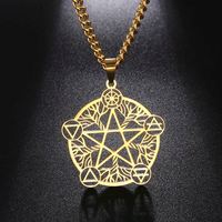 Collier Pentagramme Wicca Vintage Myshape en Acier Inoxydable, Bijou Amulette Symbole Religieux pour l'Éternité, l'Infini, les Paganistes et les Sorcières