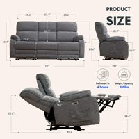 Sofá Reclinable Eléctrico con Masaje y Calor, Sofá Reclinable Eléctrico de Gravedad Cero con Consola y Puertos de Carga para Cine en Casa