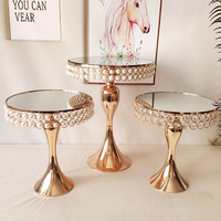 Présentoir à gâteaux de luxe en métal de style européen, plateau miroir sur pied pour décoration de mariage, table à desserts, ornement en fer forgé