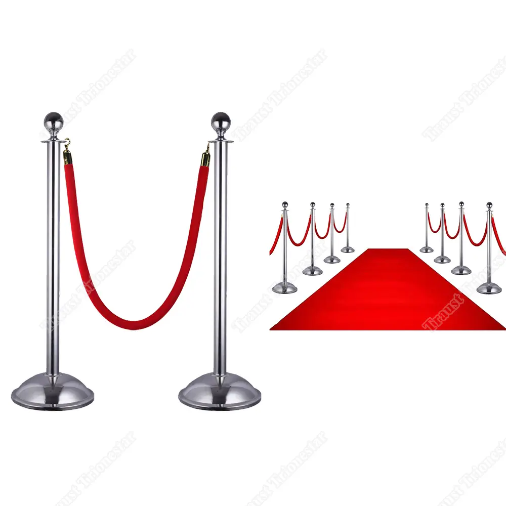 Traust aeroporto traffico accodamento barriera barricata folla controller stand tappeto rosso nero corda di velluto velluto stanchions oro palo