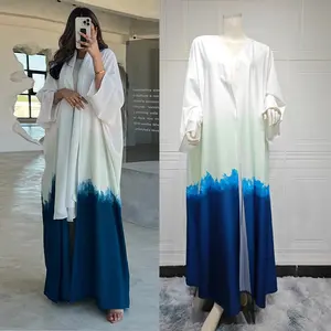 New Summer Open Abaya Islamic Clothing Middle Eastern Dubai Cardigan Modest Coat Tie Dye Cloak Abaya Muslim Women Dresses