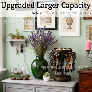 Solid Wood Eyeglasses Storage Rack 12 Slots <b>Rotatable</b> Sunglasses <b>Display</b> <b>Stand</b> Home Entryway Jewelry Organizer - Product Image 1