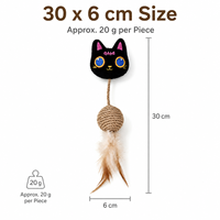 Jouet en plumes pour chat avec boule en corde de jute 30x6cm, jouet à griffer en peluche en forme de tête de chat, fournisseur en gros