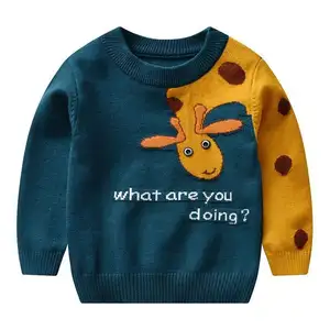 겨울 가을 아기 스웨터 뜨개질 유아 스웨터 인쇄 기린 모직 풀오버 새로운 디자인 스웨터