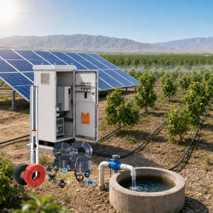 Kit de système d'irrigation goutte à goutte pour serre avec pompe submersible pour puits profond alimentée par énergie solaire MPPT IP54 de VEICHI - Product Image 1