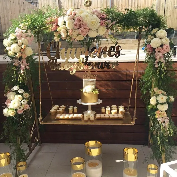 Altın Metal kek salıncak masa düğün malzemeleri dekorasyon