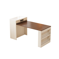 Ensemble de table à manger îlot moderne style crème, extensible et pliable, avec chaises multifonctionnelles et armoire en contreplaqué pour petites maisons