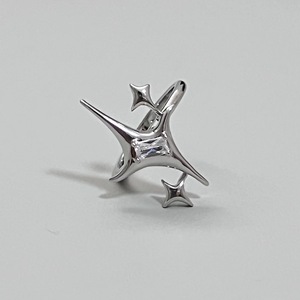 INS Chic Koreanischer Modedesigner Silber X CZ Zirkon Kristall North Star Fingerringe für Frauen Männer Schmuck - Product Image 6