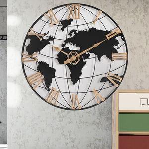 K & B 60Cm Thế Giới Đồng Hồ Hiện Đại Duy Nhất Mặt Sắt Kim Hiển Thị Cho Phòng Khách Trang Trí Đồng Hồ Treo Tường - Product Image 4