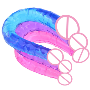 U-vormige transparante dubbelzijdige zachte <span class=keywords><strong>strapon</strong></span> dildo van jelly, seksspeeltje voor vrouwen en lesbische masturbatie - Product Image 2
