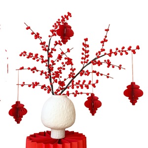 Baies artificielles de houx Qingyu Chronicle, 9 branches, fruits de la fortune rouges pour décorations du Nouvel An, accessoires de mariage et de maison - Product Image 5