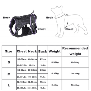 Imbracatura tattica regolabile in tessuto Oxford maglia traspirante con borsa per cani di grossa taglia escursionismo di salvataggio - Product Image 6