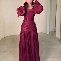 Robe longue élégante à taille cintrée et manches longues pour femme, modèle J254 – Vêtements féminins tendance