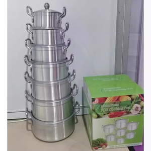 Juego de 7 piezas de utensilios de cocina de aluminio fundido, ollas y cacerolas forjadas grandes para cocinar sopa - Product Image 4