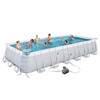 Bestway 56474 Big Size 7,32 m x 3,66 m x 1,32 m Power Steel Oberirdischer Pool Set Großer rechteckiger Kunststoff pool