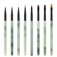 1/8PCS Stylos ronds en nylon vert pour nail art, pour dessin sur ongles, photothérapie et motifs floraux
