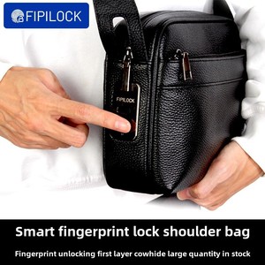Fipilock男士真皮斜挎包带指纹锁时尚男士单肩包 - Product Image 5
