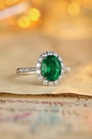 Bague de fiançailles Lanphear Jewelry PT950 en platine, taille émeraude, avec halo festonné double couche et bande pavée de diamants, pour cadeau de mariage