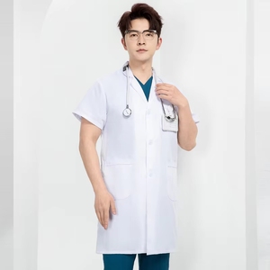 <span class=keywords><strong>Blouse</strong></span> de médecin unisexe personnalisable avec logo tissé, respirante, blanche, longue, en coton et polyester - Product Image 3