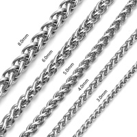 Cadena de Eslabones de Acero Inoxidable al por Mayor de 2.5/3/4/5/6/8mm de Ancho, Collar de Cadena Cubana de Alta Calidad OEM/ODM para Fabricación de Joyería DIY Estilo Hip Hop