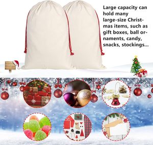 Trống đồng bằng Santa bao tải Xmas vải bông Bao Stocking với drawstrings 19.5x27.5 inch - Product Image 5