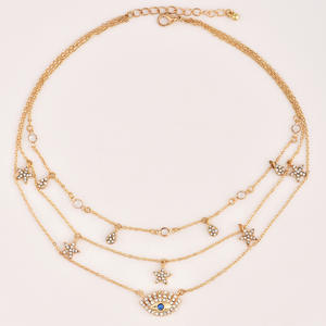 ड्रॉप शिपिंग फैशन सोना मढ़वाया बुरी नजर स्टार स्फटिक स्तरित अवस्र्द्ध हार कॉलर Gargantilla - Product Image 3