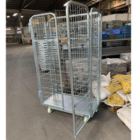 Chariot de stockage robuste en treillis métallique galvanisé pour entrepôt et logistique, idéal pour la vente au détail