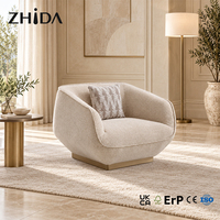 Fauteuil moderne en forme de diamant 1 place en tissu chenille avec base en métal, canapé individuel pour salon