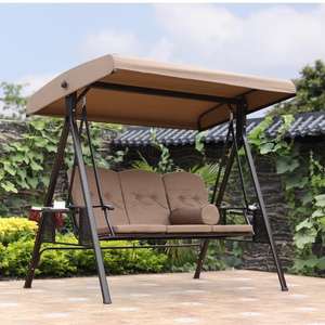 Sedia a Dondolo da Esterno con Telaio in Metallo, Design Moderno, con Tettuccio, Letto Sospeso - Product Image 2