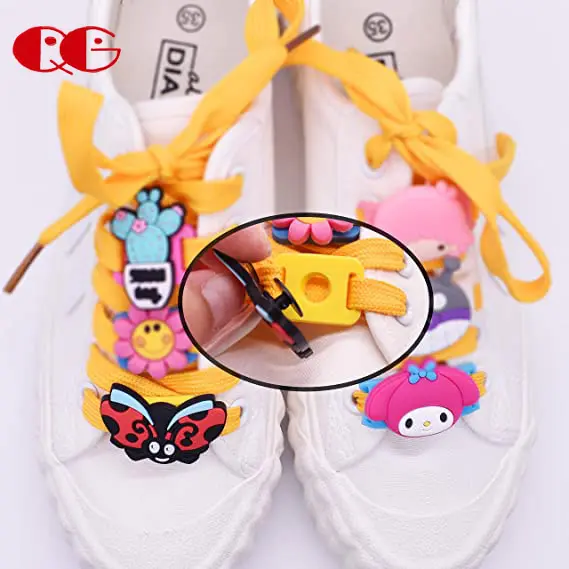 Hebilla de cordón de PVC para zapatos de adultos y niños, hebilla de goma suave para zapatos pequeños, accesorios decorativos, color blanco