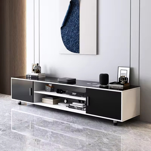 Modern Black Tempered Glass <b>TV</b> Table and <b>Stand</b> Good Quality Furniture with Storage Drawers for Living Room Style - Product Image 1
