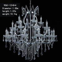 Haute qualité LED cristal bougie lustre étanche acrylique accessoires de mariage fournitures or argent scène plafond pendentif clair pour