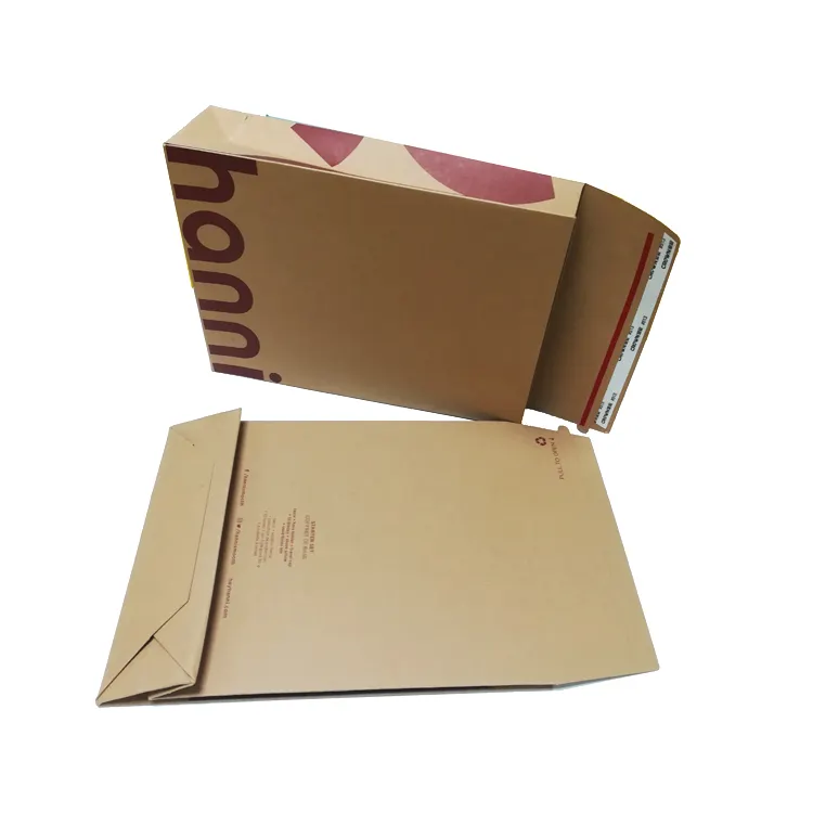 Custom print eco-friendly flat mailer jewelry shipping mailing packaging rigid kraft cardboard paper envelopes bag for clothing