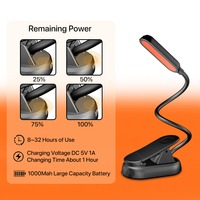 Lampe de lecture LED à clip WooBlue, mini, portable, USB, 3 couleurs, protection des yeux, charge rapide en 1 heure