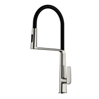 Robinet de cuisine gris anthracite tout en laiton, moderne et minimaliste, avec douchette extractible, pour évier de lavage de légumes, mitigeur chaud-froid à poignée unique et valve en céramique
