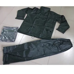 Yellow / dark blue 0.18mm 190T/PVC coating rainsuit rain suit