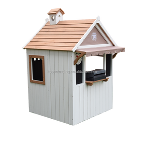 Casita de juegos de madera para exteriores, tienda de juegos de simulación para niños con mostrador, buzón y chimenea encantadora para jardín. - Product Image 5