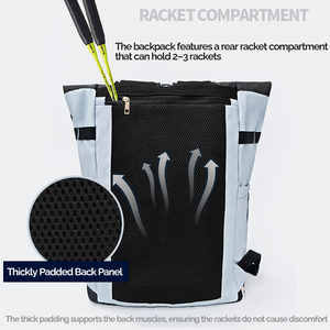 Customized <b>Large</b> Capacity Tennis Badminton Racket <b>Backpack</b> Travel Waterproof Casual Sports Bag for Men <b>Women</b> with Shoe Storage - Product Image 2