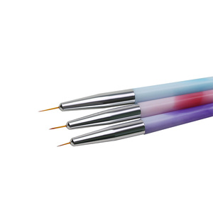 3pcs Set Synthetic Hair Nail Art Liner Brush Colorful Plastic Handle Fine Line Drawing Painting Manicure Nail Art Brush Set - Product Image 3