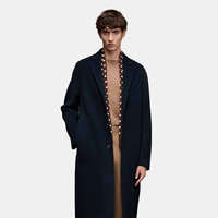 Manteau décontracté pour homme en 100 % laine, col à revers cranté, simple boutonnage