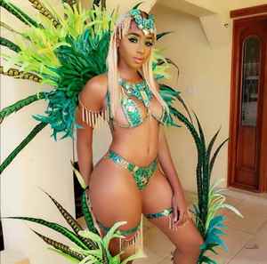 Trajes de escenario para mujer, para <span class=keywords><strong>bar</strong></span>, discoteca, <span class=keywords><strong>samba</strong></span>, con plumas, faldas de pétalos brillantes, poliéster Paradise - Product Image 2