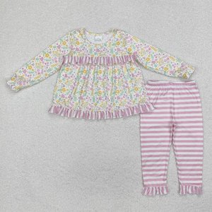 RTS NO MOQ Little Girl Boutique Pink sólido estampado otoño trajes niños al por mayor niño niña ropa - Product Image 5