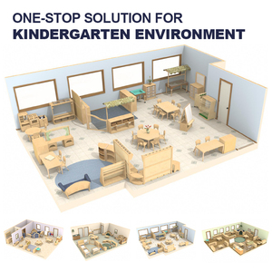 Set di tavolo, sedia e scaffale in legno Montessori, mobili per bambini per scuola materna, asilo, asilo nido, aula scolastica - Product Image 6