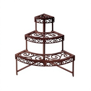 Three <b>Tier</b> Iron Brown Color Flower Pot <b>Planter</b> Stand Bestest Design <b>Planter</b> Stand Customized Size And Shape Plants Pots Stand - Product Image 1