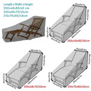 Housse de protection pour fauteuil inclinable 200x40x85cm en tissu Oxford imperméable pour mobilier d'extérieur, doublure noire et argentée - Product Image 4